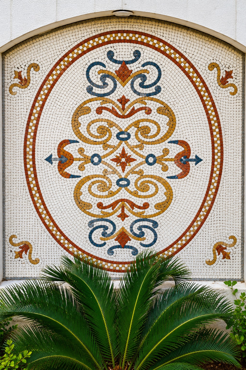 Antique Style Oval Mosaic Wall Panel