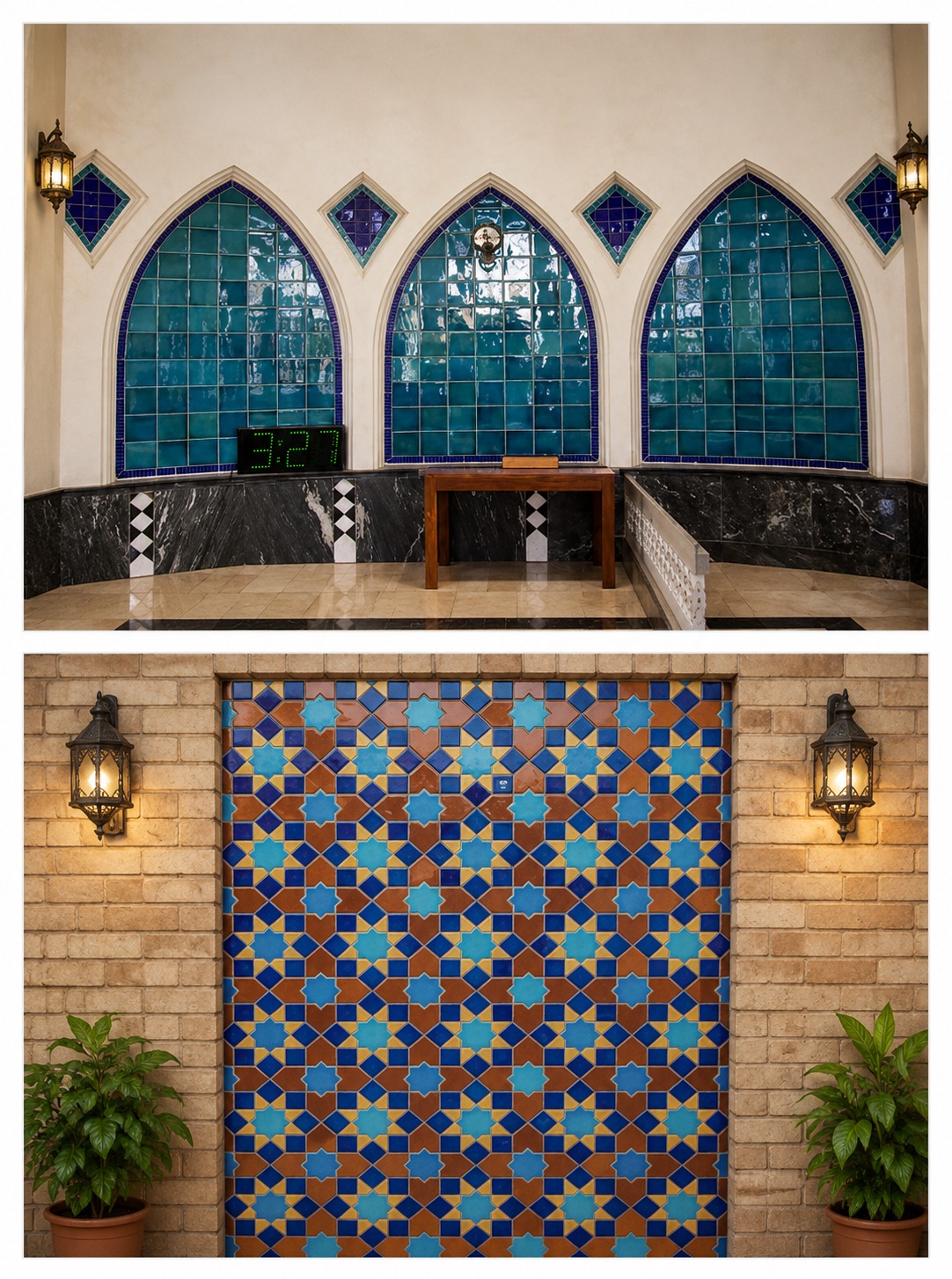 Blue Star Mosaic Wall & Turquoise Arch Panels