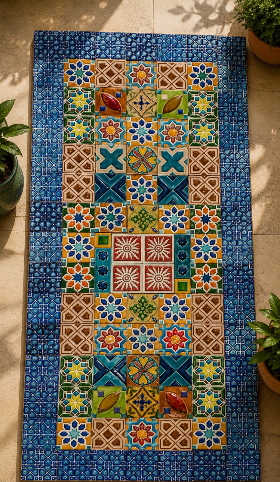 Colourful Patchwork Mosaic Tile Floor Runner