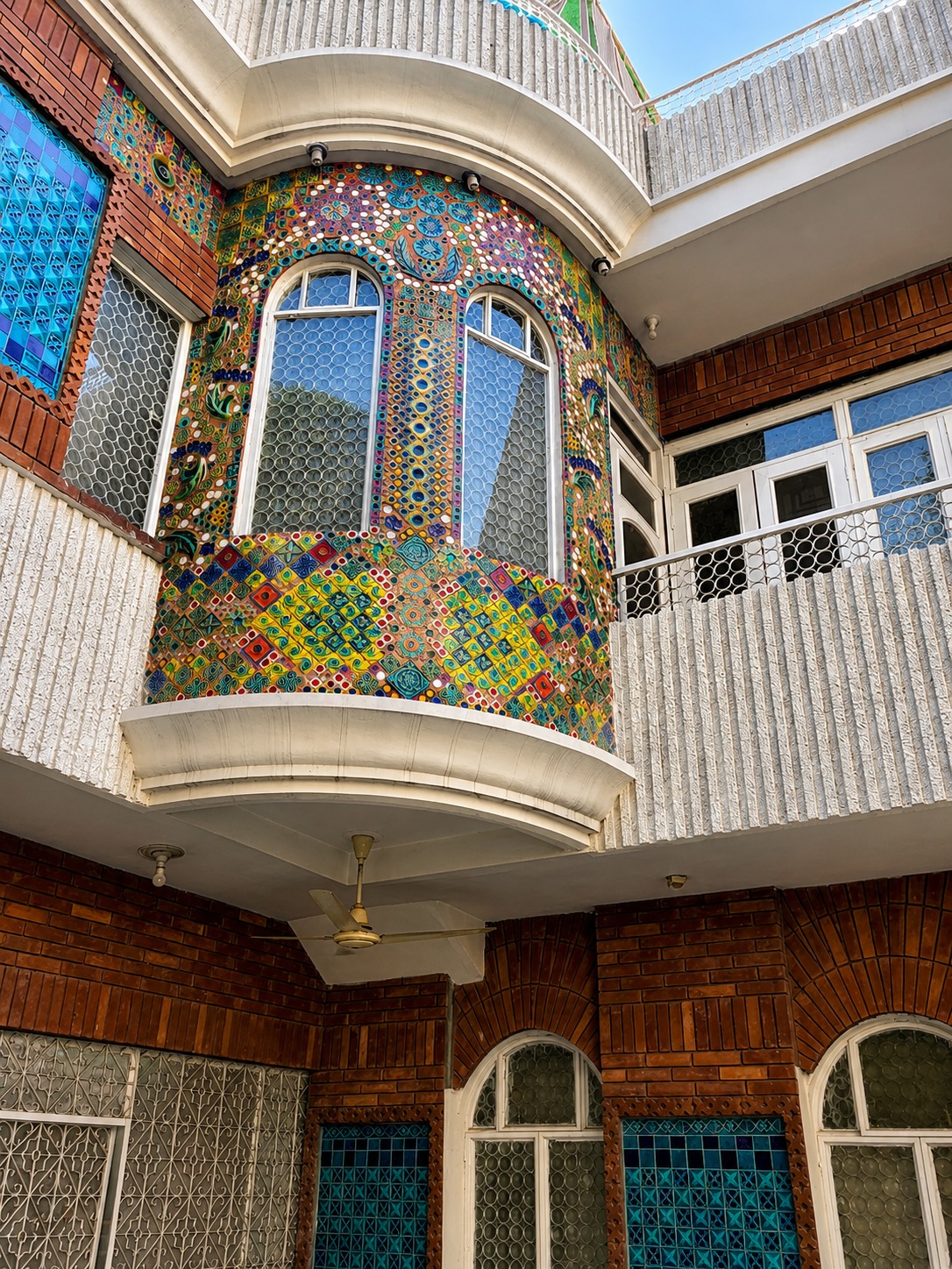 Terrace Balcony Colourful Mosaic Facade